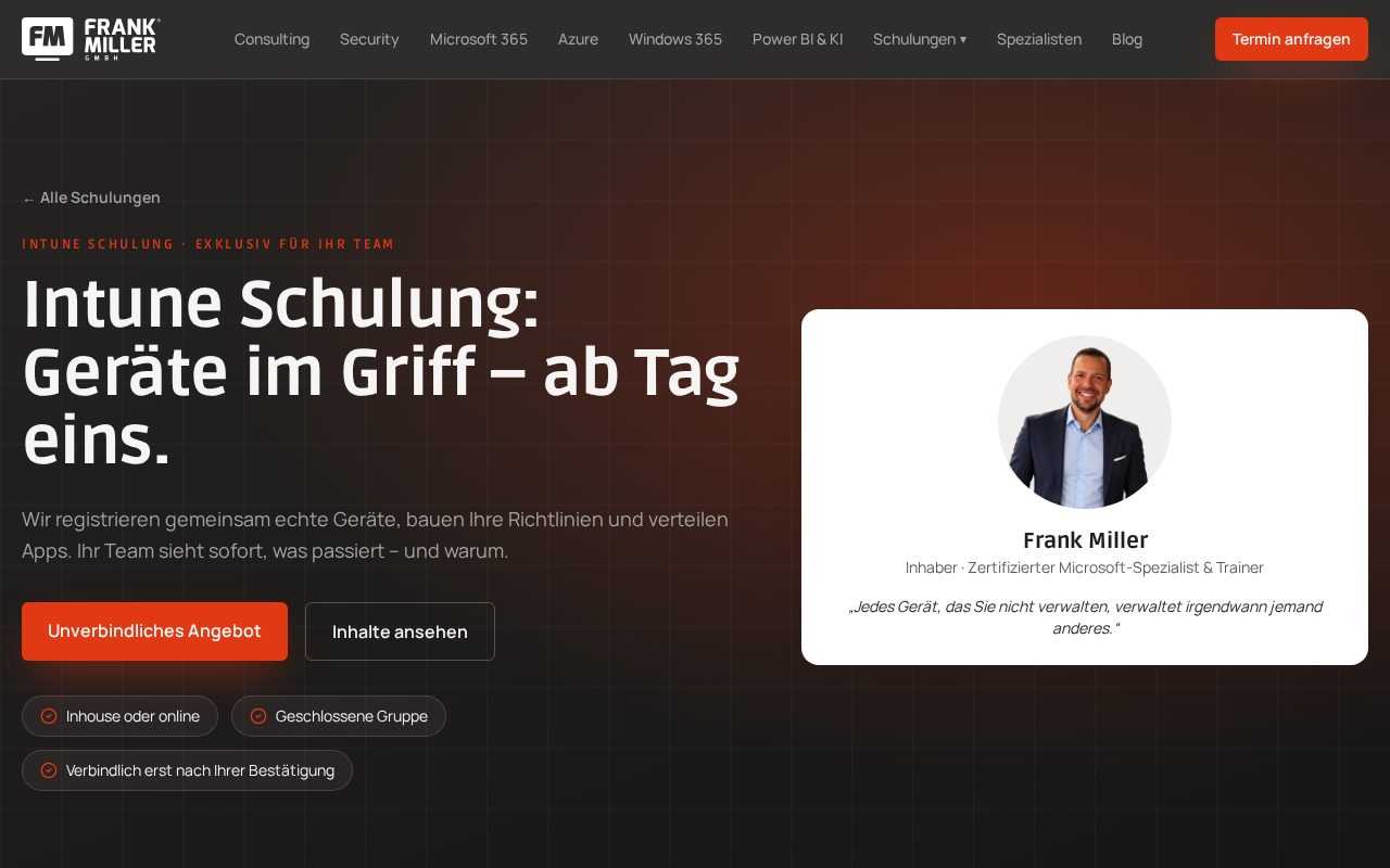 Intune Schulung – Frank Miller GmbH