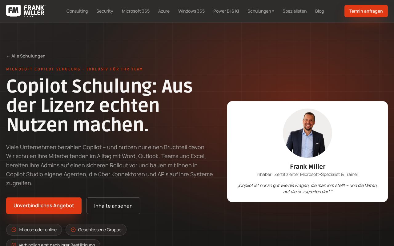 Microsoft Copilot Schulung – Frank Miller GmbH