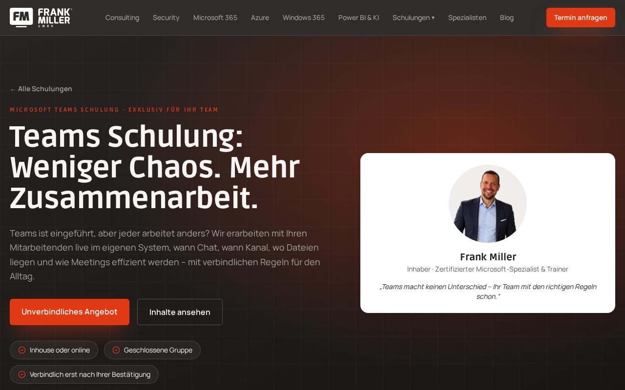Microsoft Teams Schulung – Frank Miller GmbH