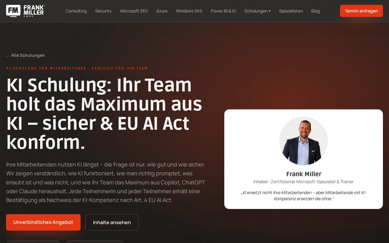 KI-Schulung für Mitarbeitende – exklusiv für Ihr Unternehmen